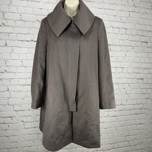 Zara Grey Purple Wool Angora Blend Zipped Snap Lined Long Coat Size Medium M - Picture 1 of 12